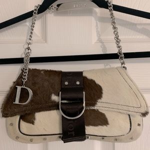 Christian Dior pony hair shoulder bag